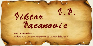Viktor Macanović vizit kartica